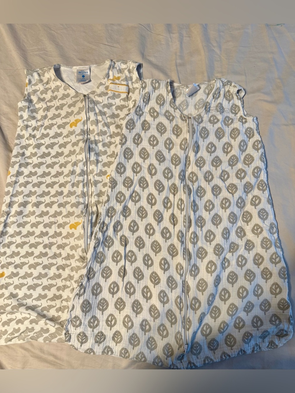 Halo Grey Leaf & Elephant Sleep Sacks with Yellow Accents - Kids Pajamas